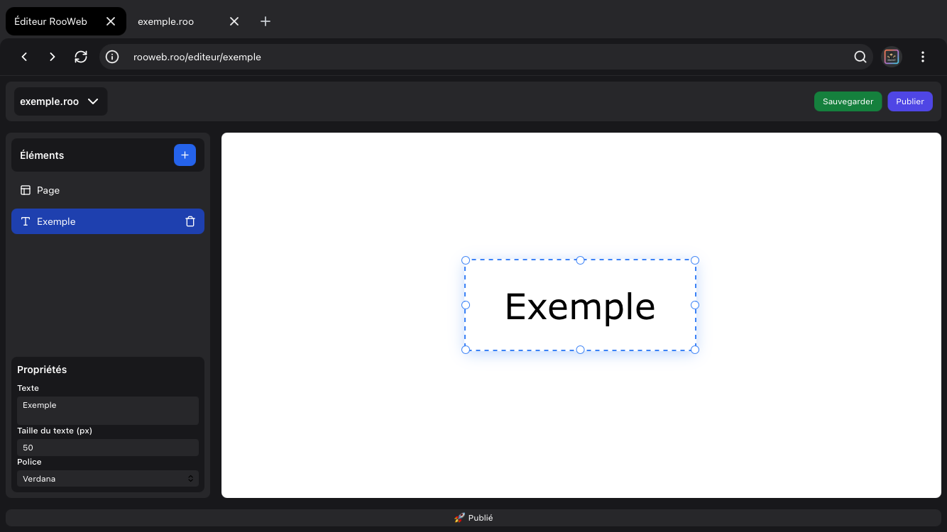 RooWeb - Screenshot 2 showing product features and functionality