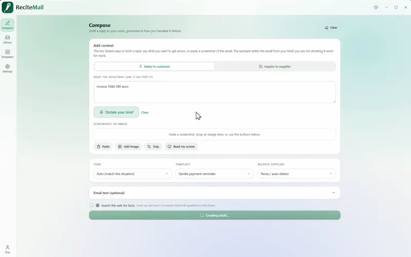 ReciteMail screenshot 3