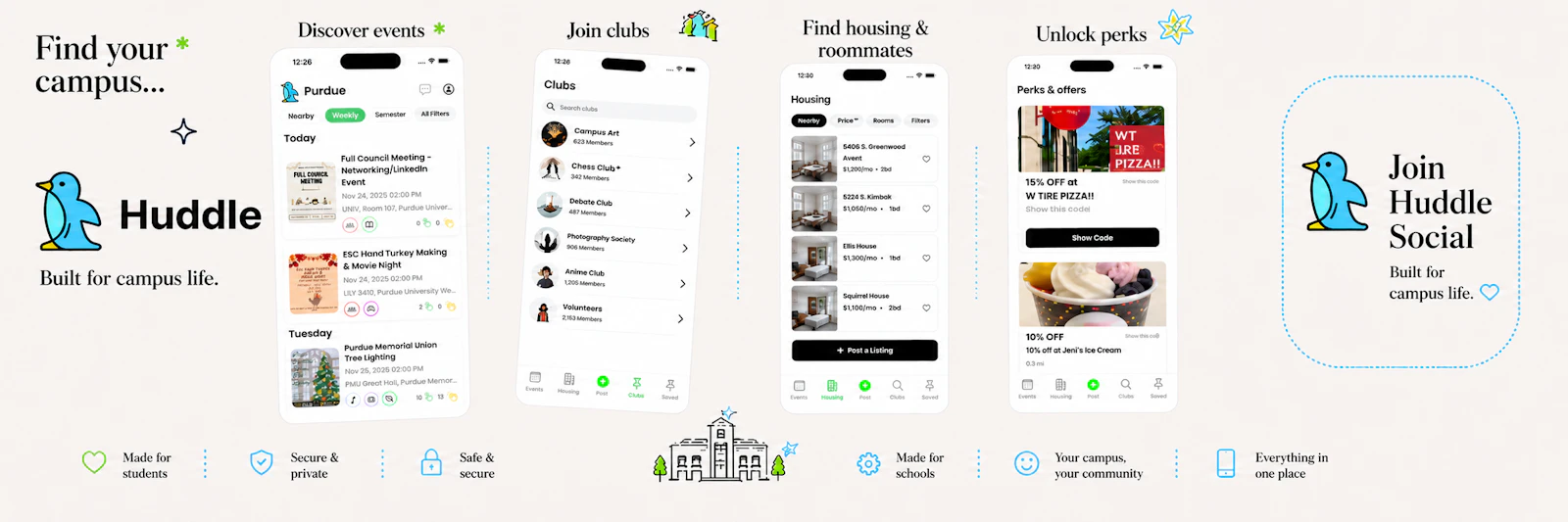 Huddle Social AI | Events, Games, Perks screenshot 1