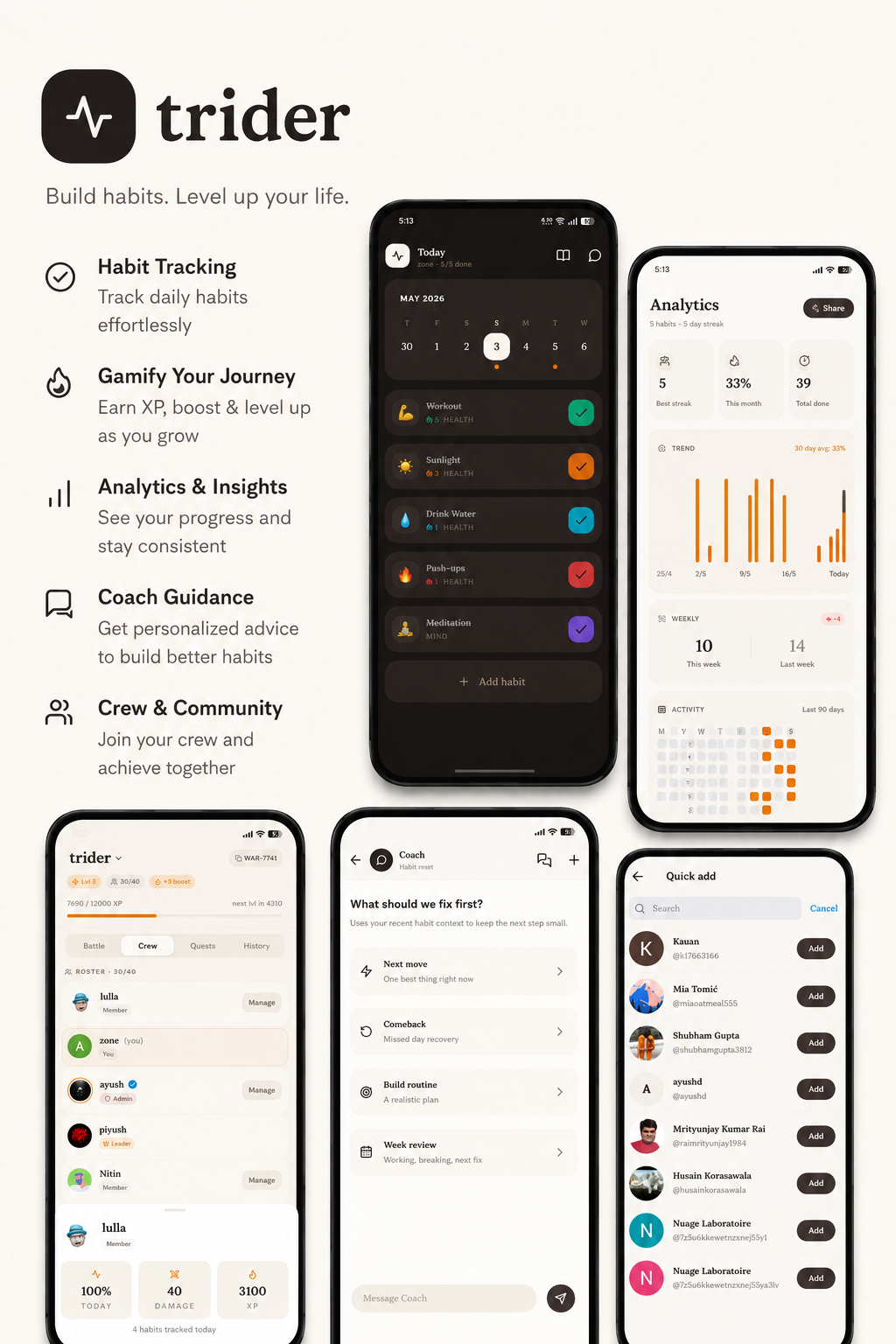 Trider : modern habit tracker gallery image