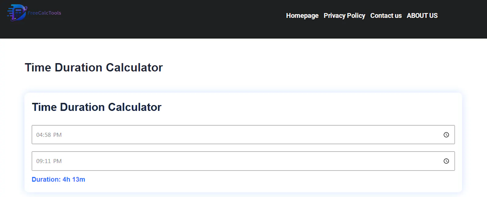 Time Duration Calculator screenshot 1