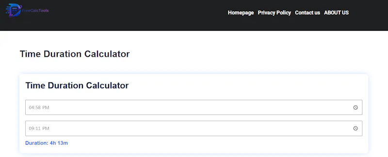 Time Duration Calculator screenshot 1