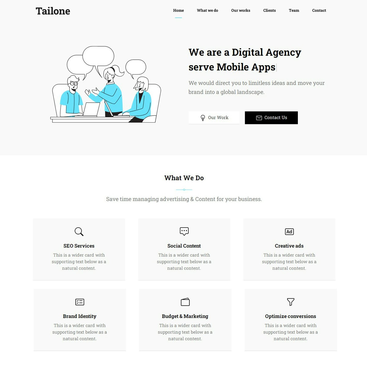 Tailone - Tailwind One Page Template