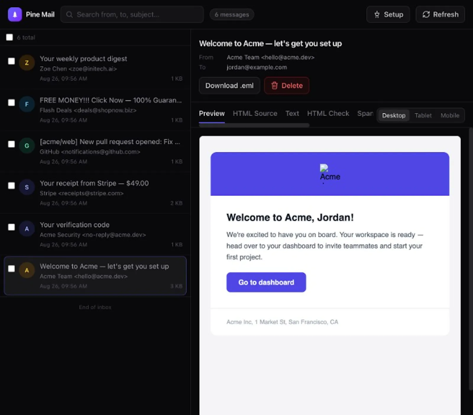 PineMail screenshot 4