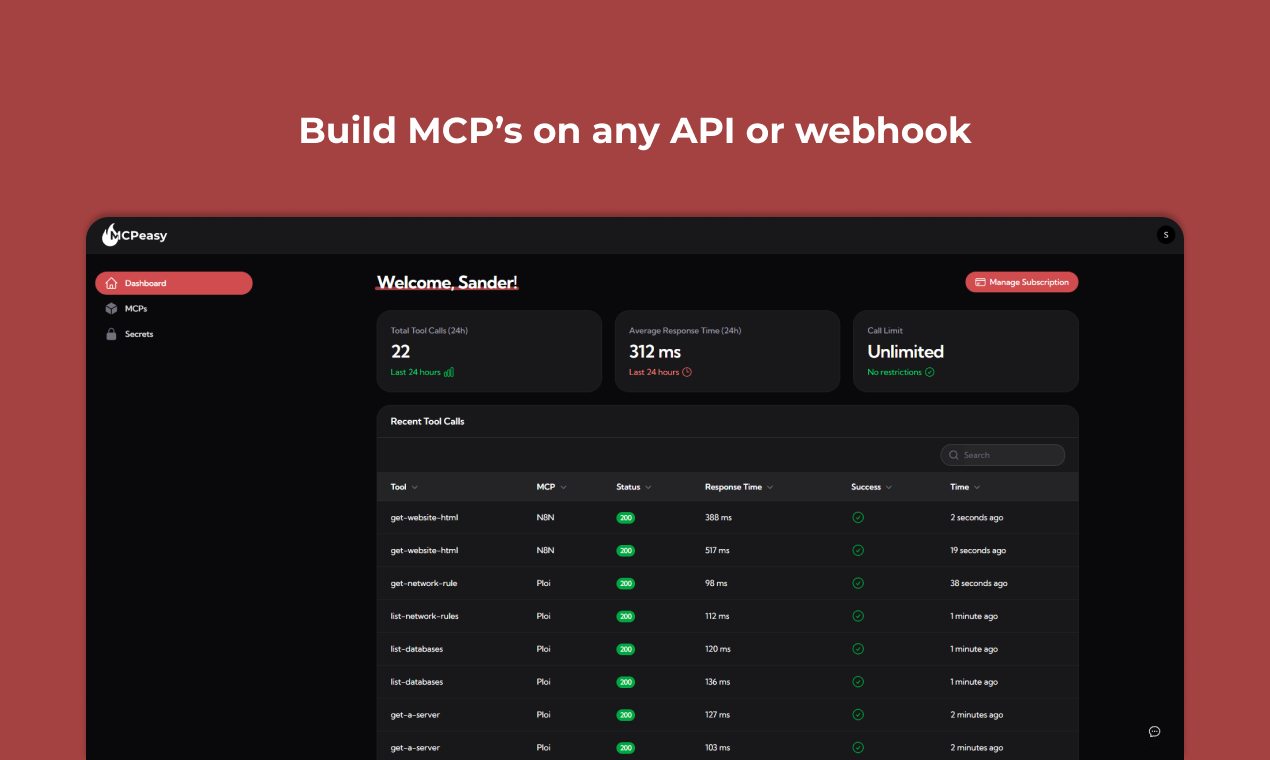 MCPeasy - Main product screenshot demonstrating key features and user interface