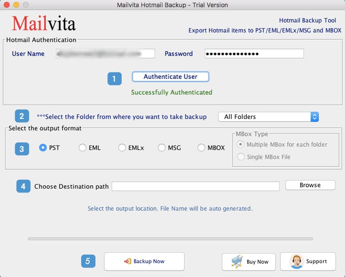 Backup de Hotmail do Mailvita para software MAC media 4