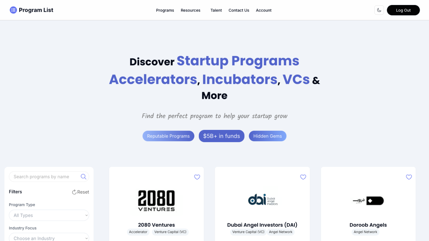 Programlist - Trova finanziamenti per startup, VCS e acceleratori, il tutto in un unico posto. media 2