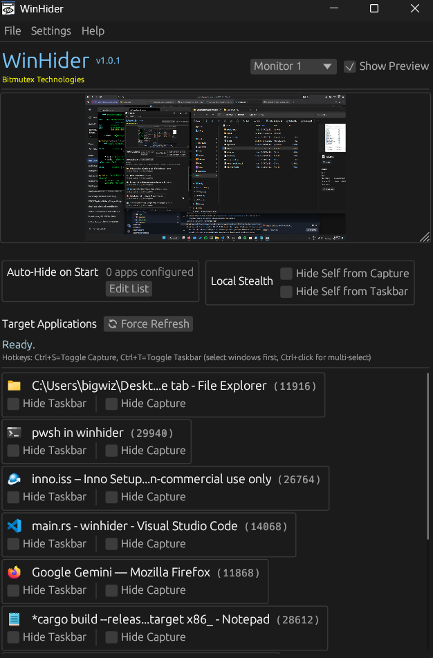 WinHider - Screenshot 2 showing product features and functionality