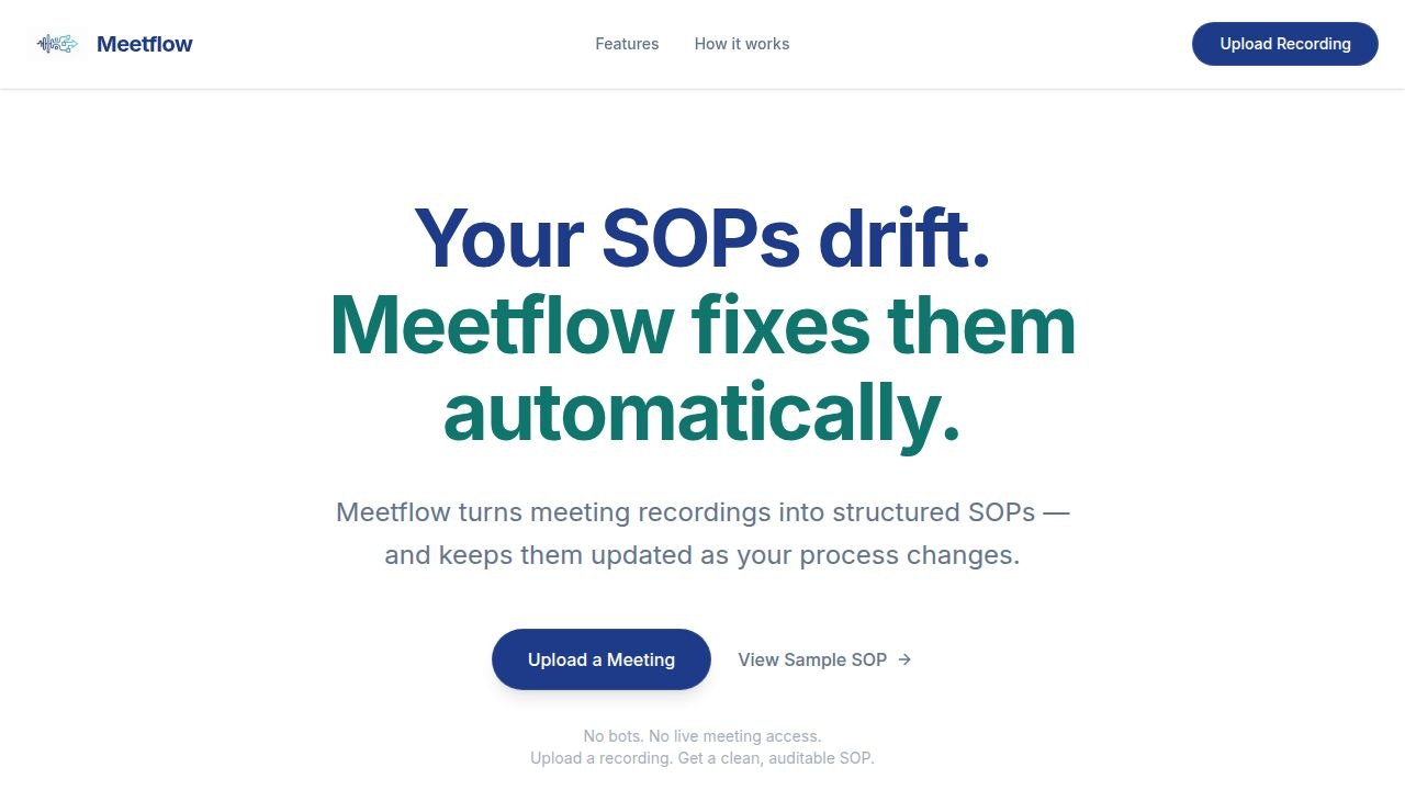 Meetflow - Main product screenshot demonstrating key features and user interface