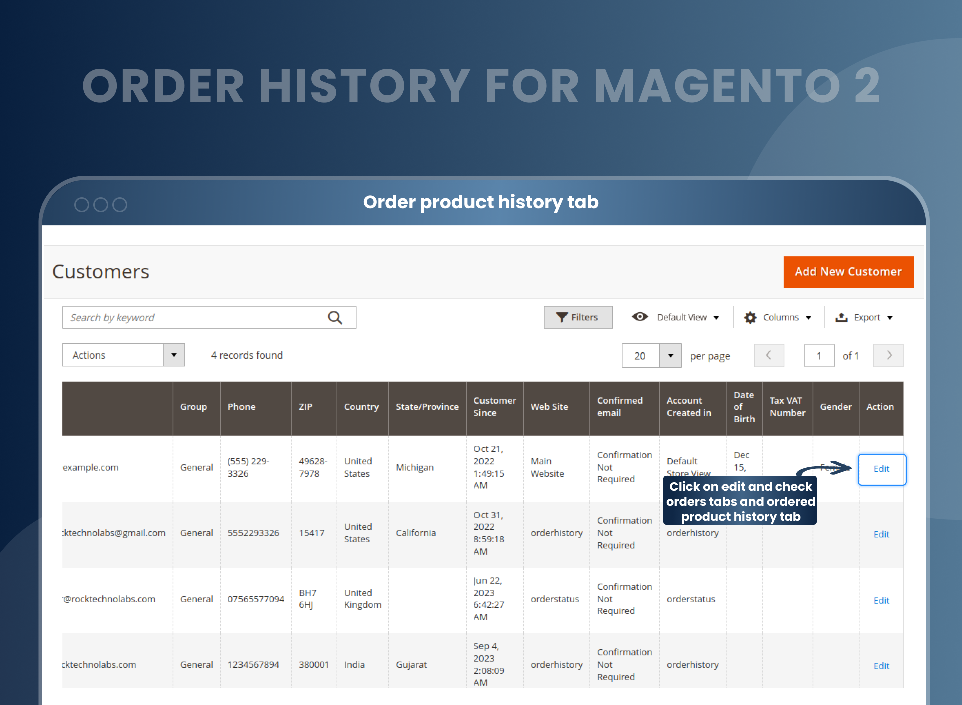 Historique des commandes Magento 2 media 1