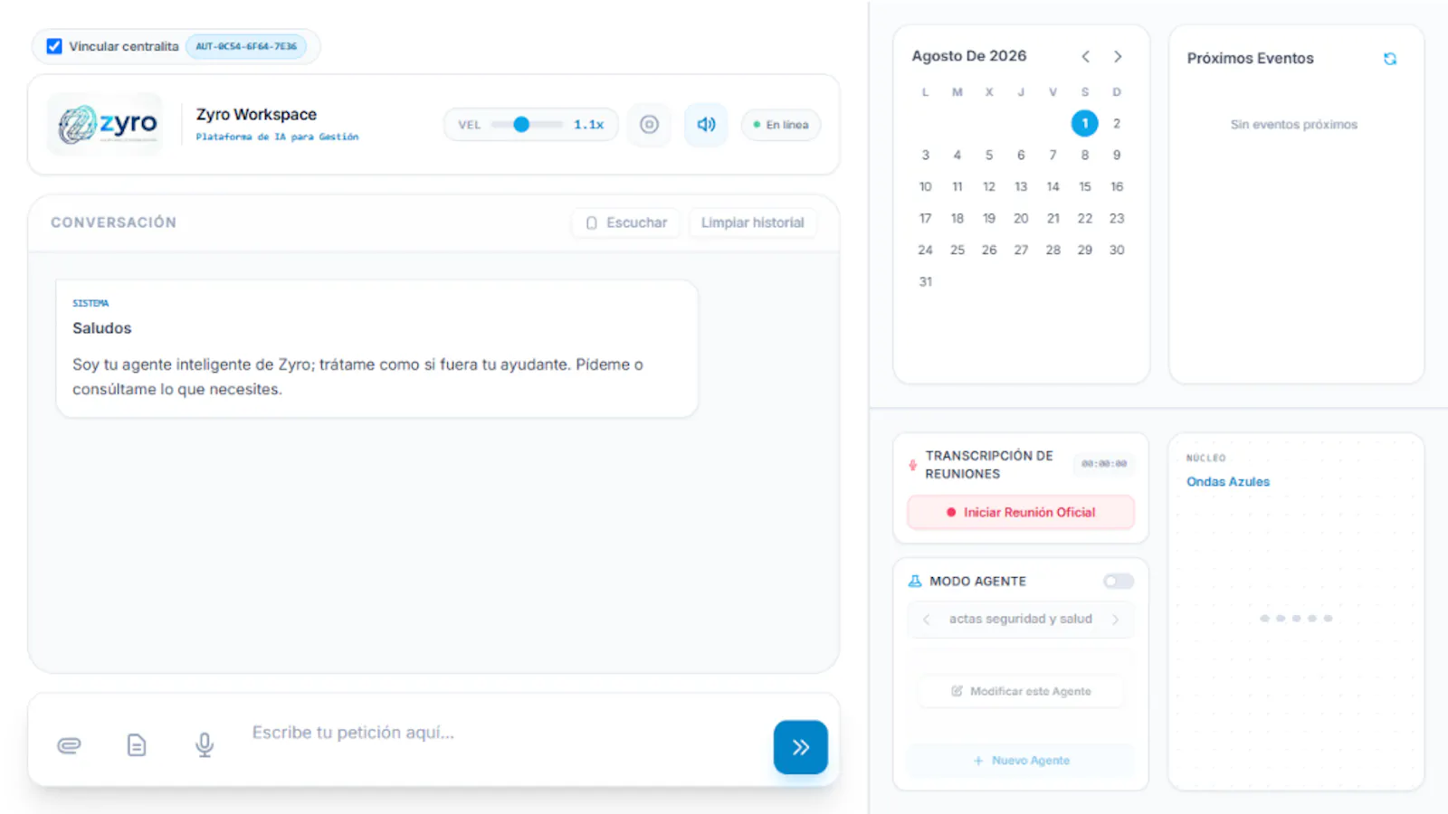 Asistente Zyro Workspace screenshot 2