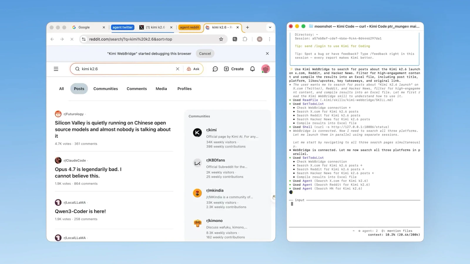 Kimi WebBridge screenshot 2