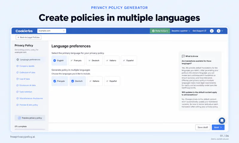 PrivacyPolicy Generator by CookieYes screenshot 3