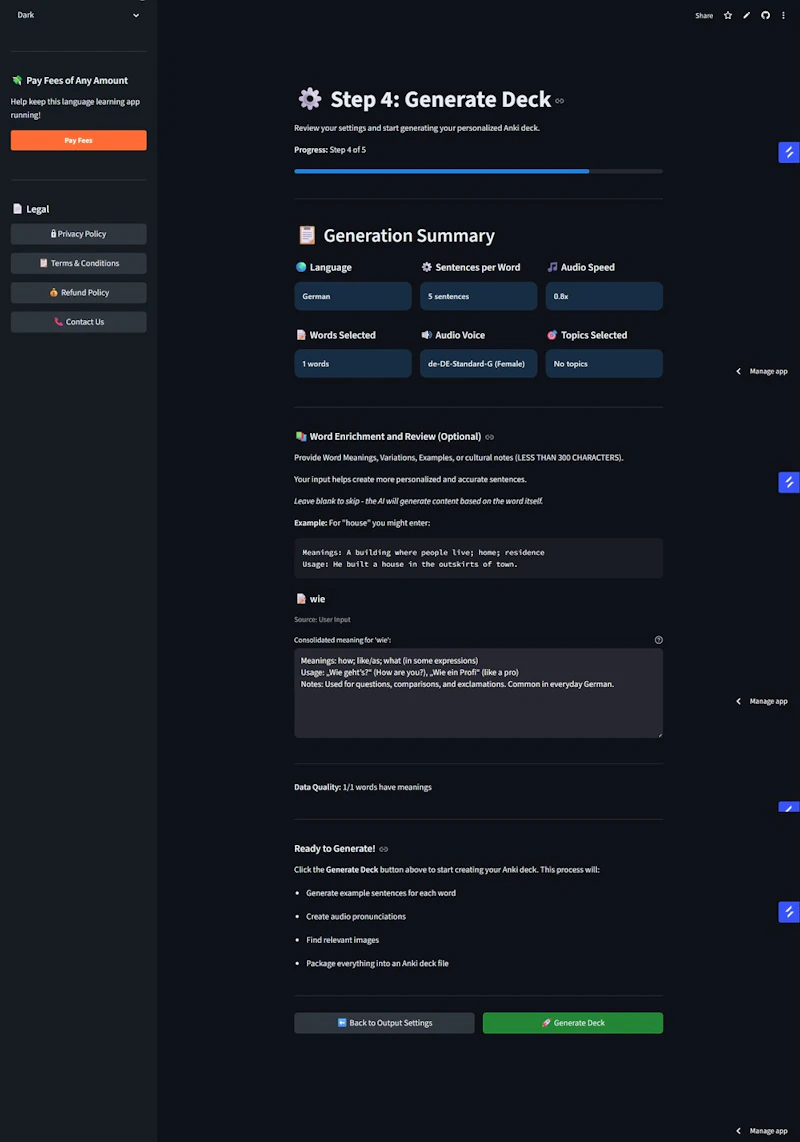 Language Anki Deck Generator screenshot 7