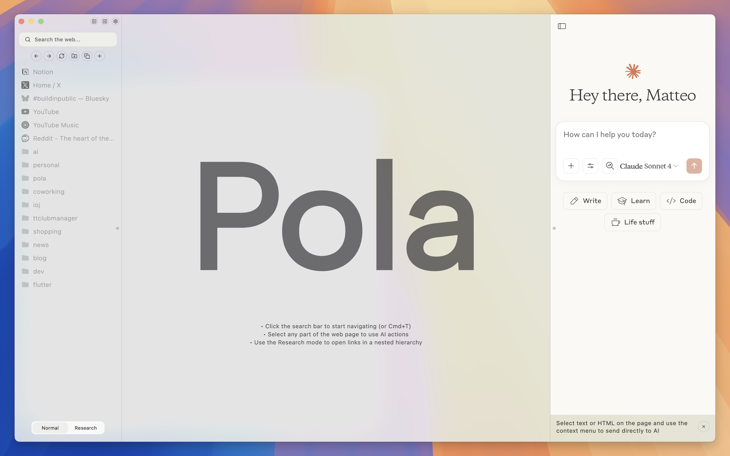 Pola Browser - Organized browser media 1