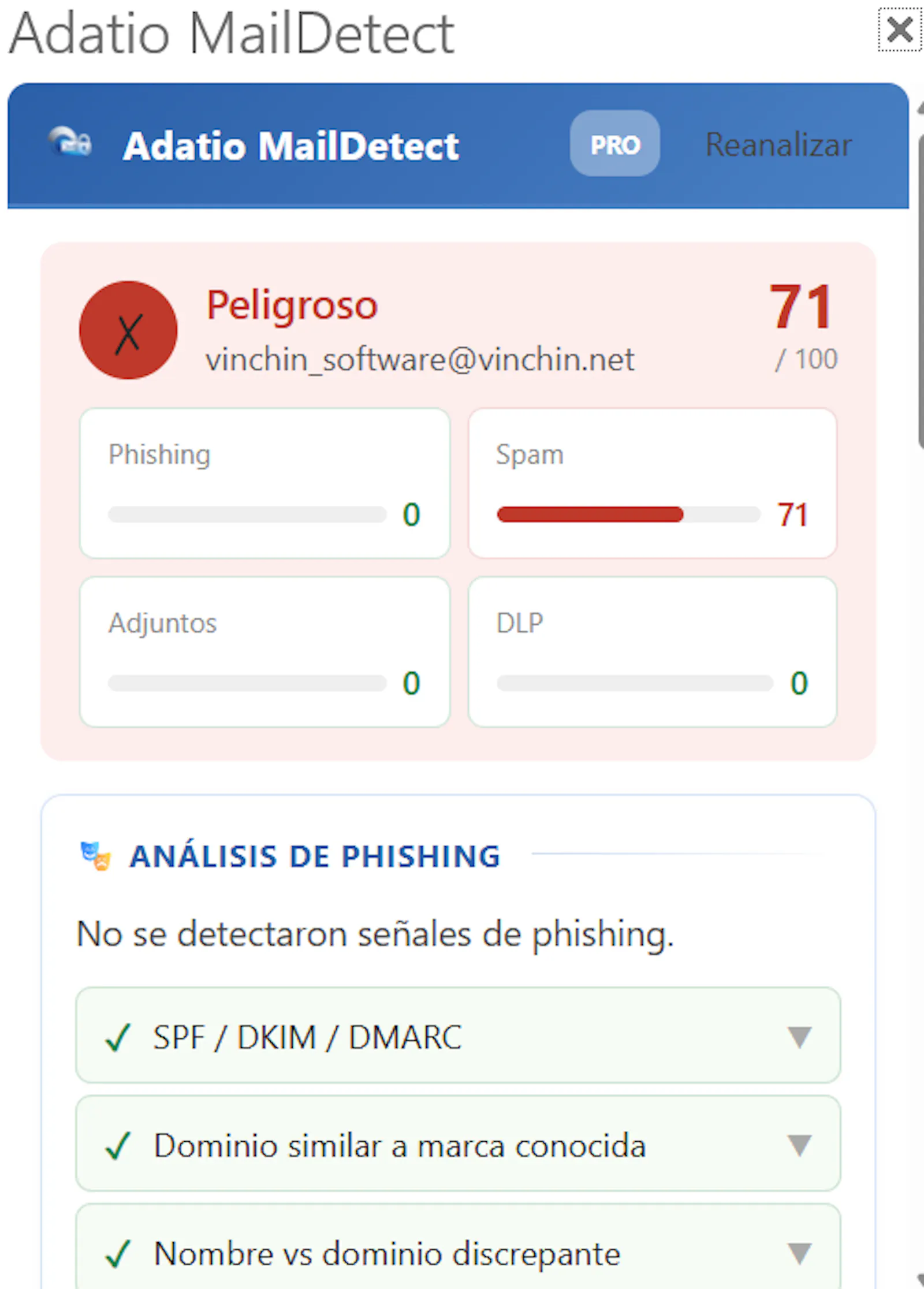 Adatio MailDetect screenshot 3