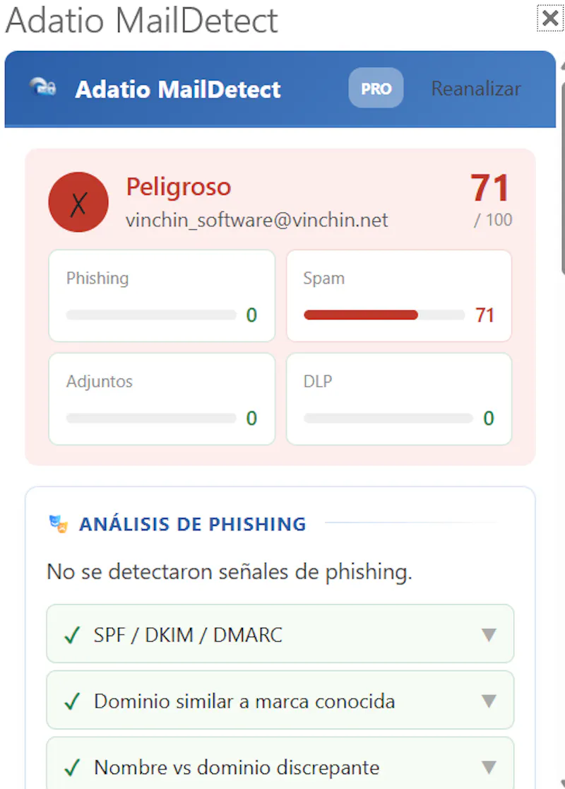 Adatio MailDetect screenshot 3