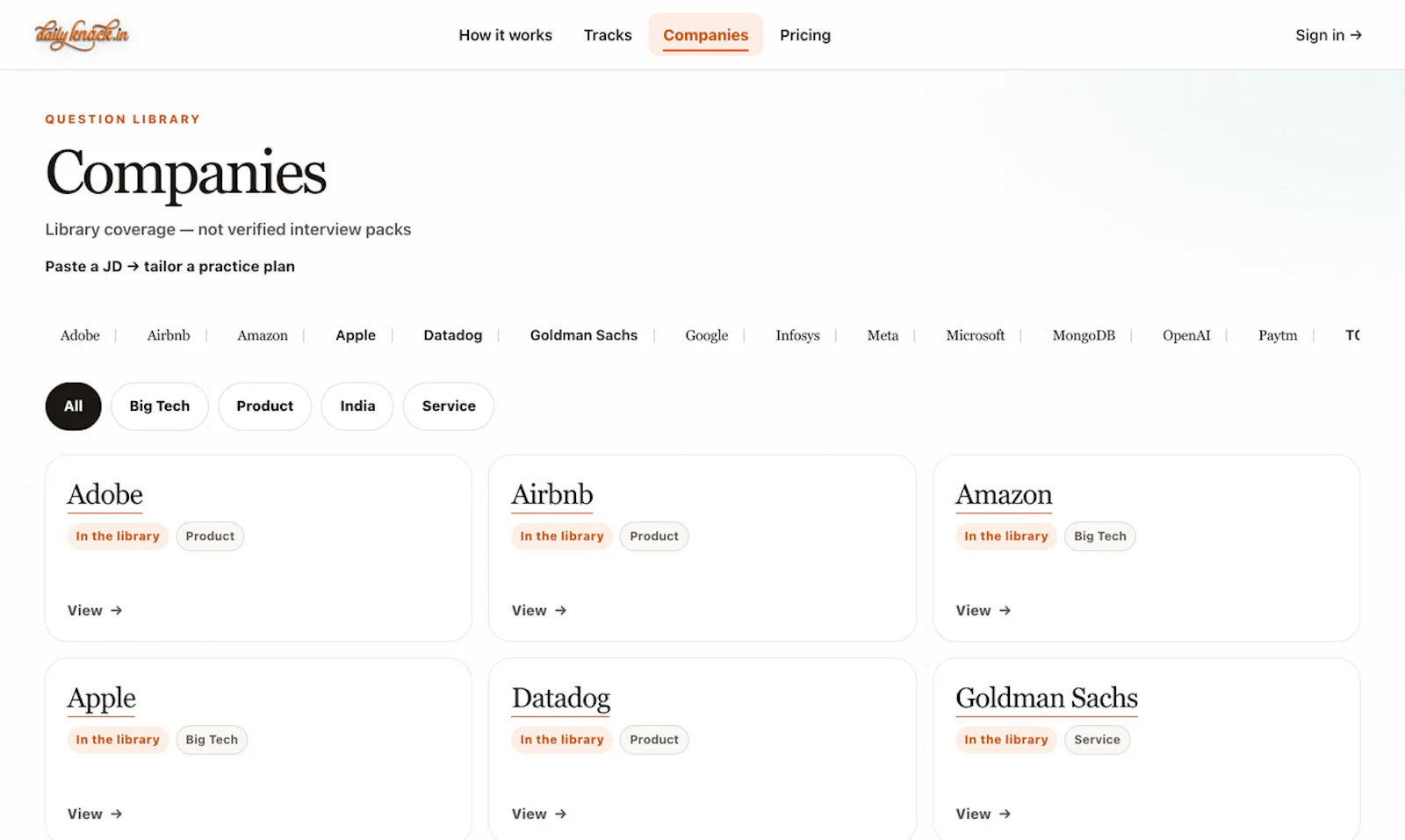 dailyknack.in — daily interview reps screenshot 5