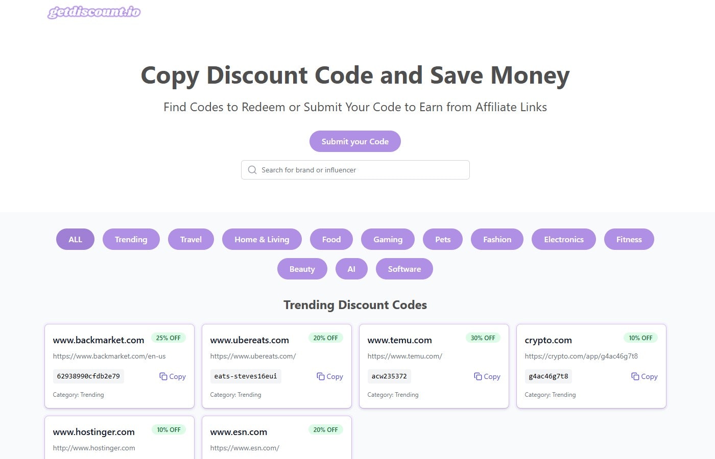 getdiscount.io - संबद्ध के रूप में अर्जित करने के लिए अपने कोड को भुनाने या सबमिट करने के लिए कोड खोजें मीडिया 1