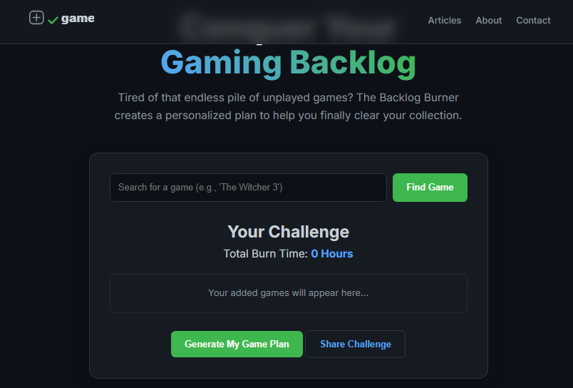 gameyap Backlog Burner gallery image