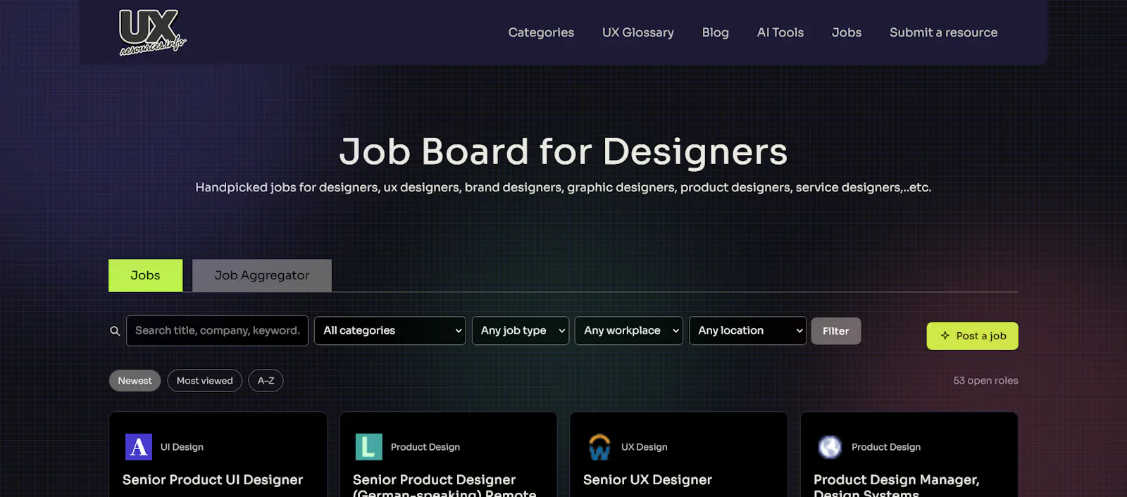 Design Job board by uxresources.info screenshot 2