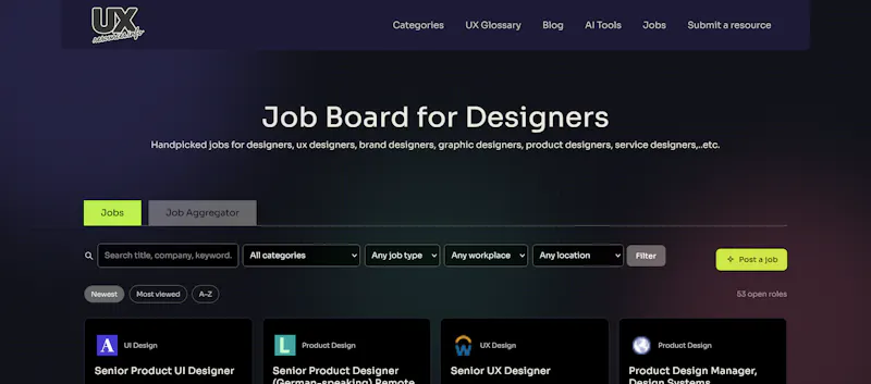 Design Job board by uxresources.info screenshot 2