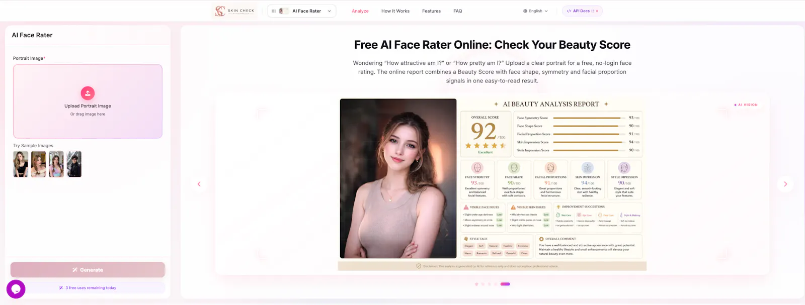 Free AI Face Rater Online – Beauty Score screenshot 1