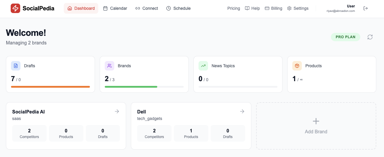 SocialPedia - Screenshot 2 showing product features and functionality