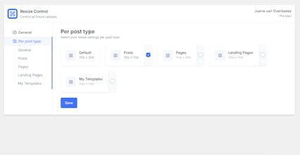 Resize control gallery image