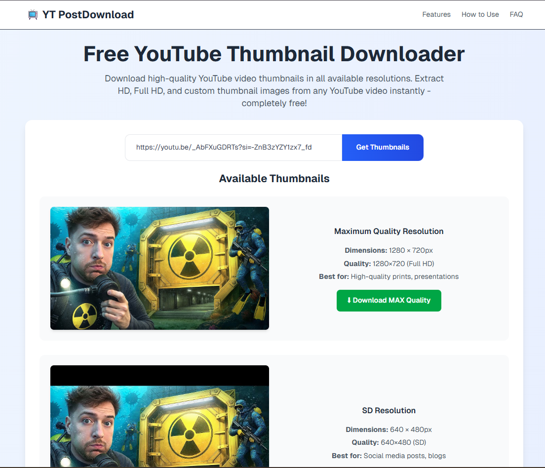 YouTube Thumbnail Downloader gallery image