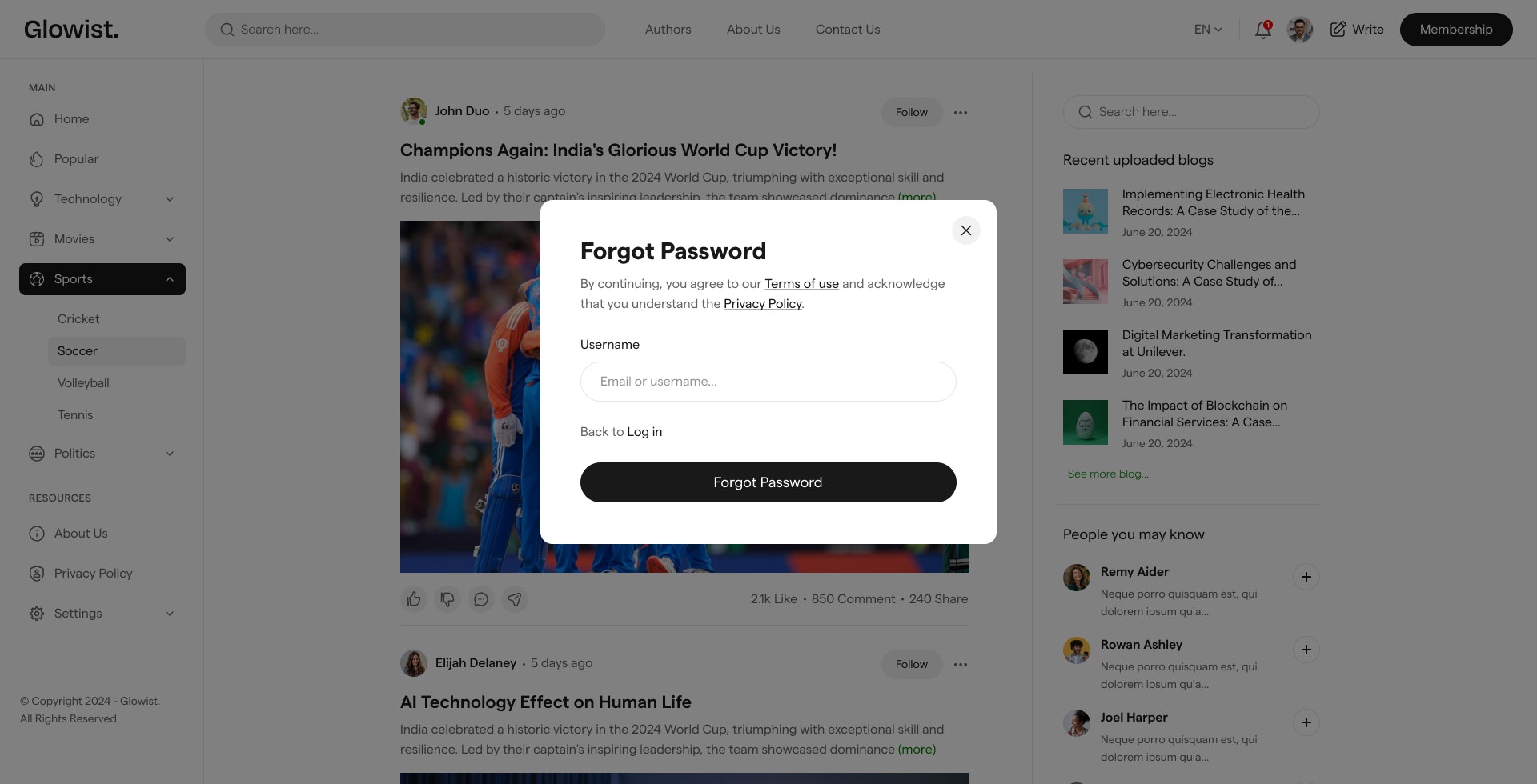 Glowist: Blog เว็บไซต์เทมเพลต Next.js media 6