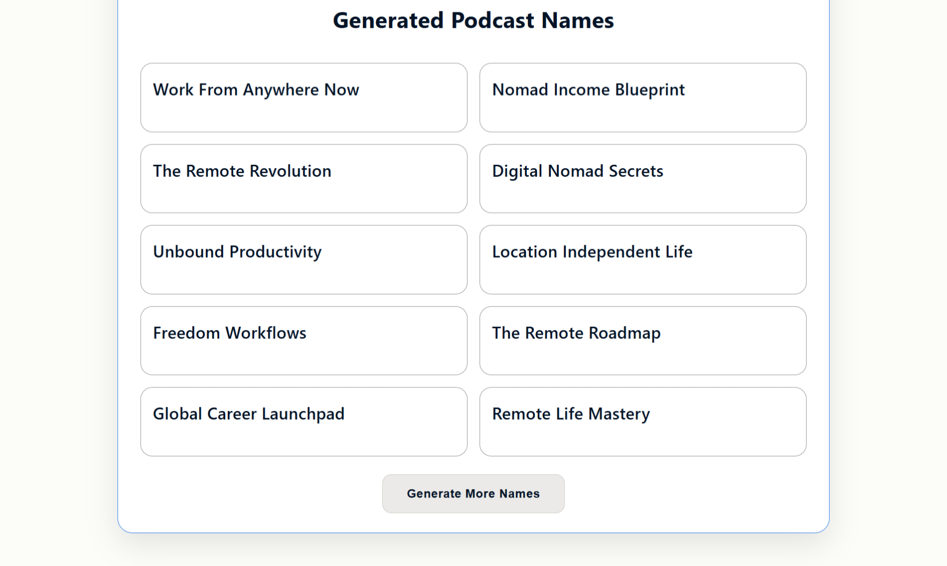 Média Générateur de noms de podcast AI - Générez des noms de podcast accrocheurs et brandables avec l'aide de l'IA 4