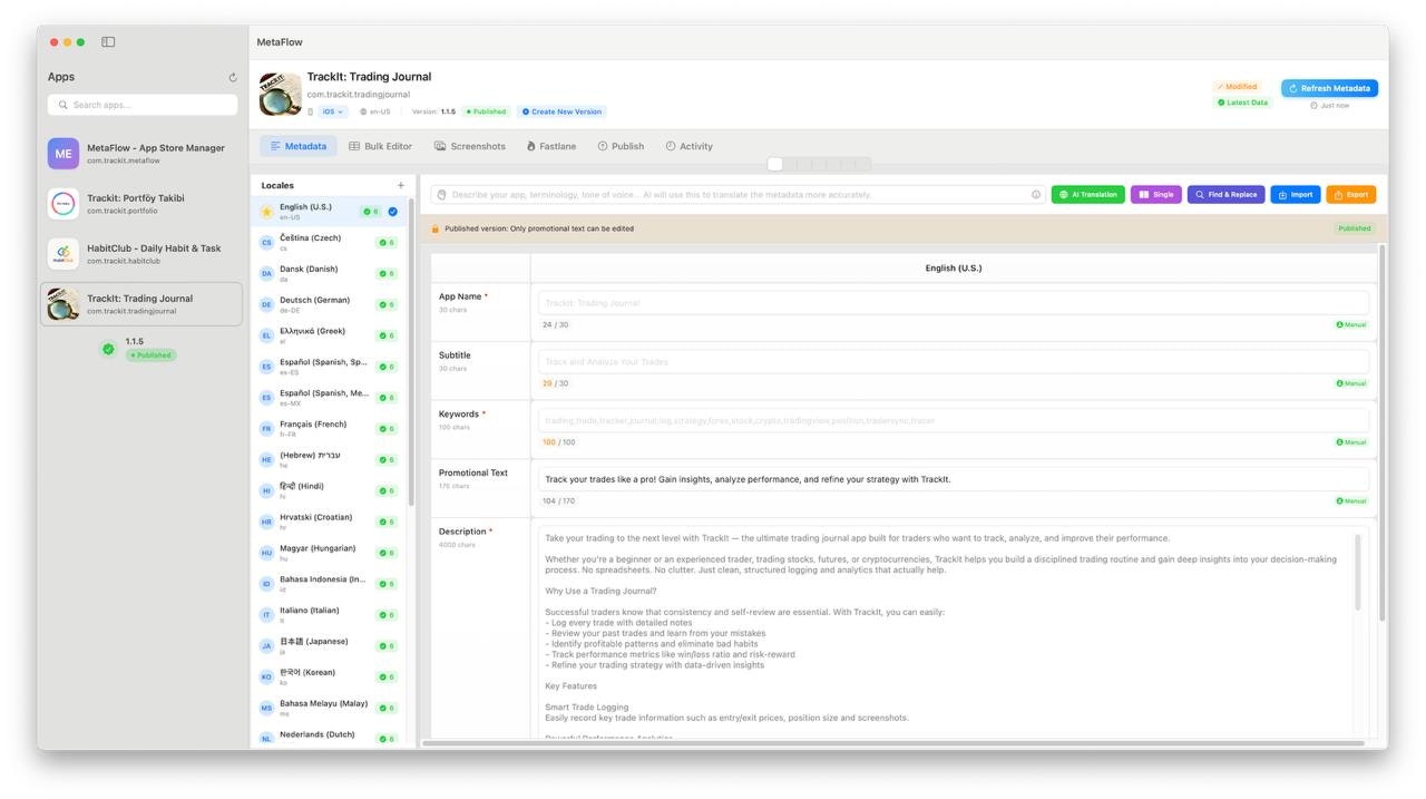 iOS Metadata and Localization Manager gallery image