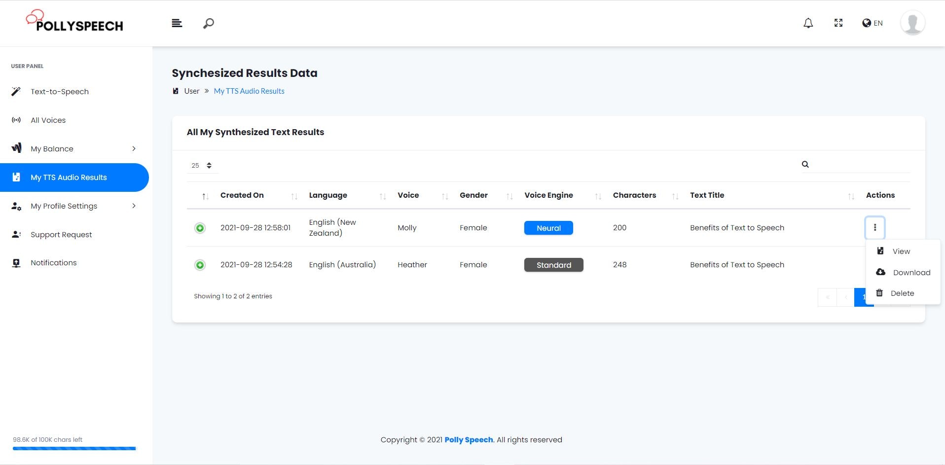 Polly Text To Speech gallery image