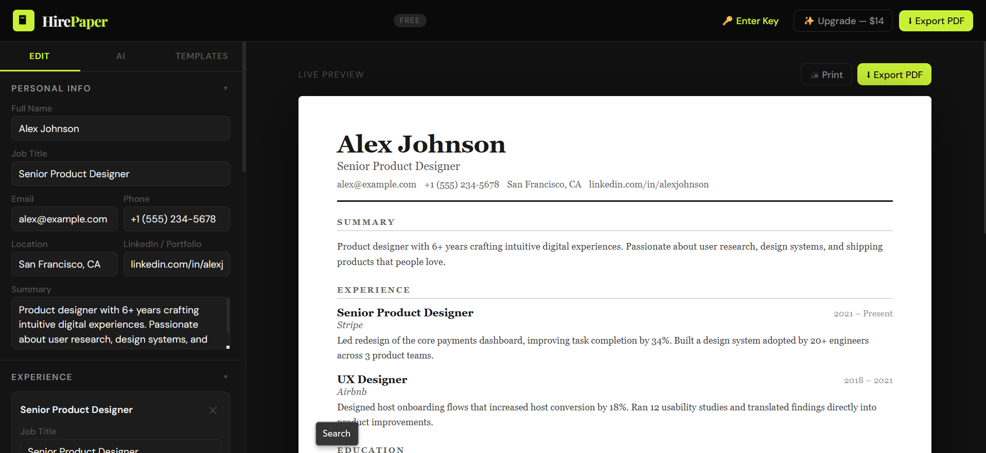HirePaper - Screenshot 2 showing product features and functionality