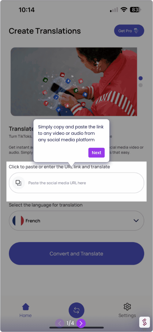 Ze zijn - Vertaal video/audio van sociale media naar elke taal media 1