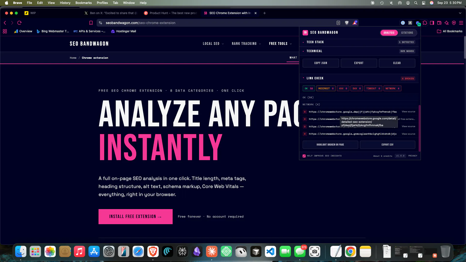 SEO Bandwagon Chrome Extension gallery image