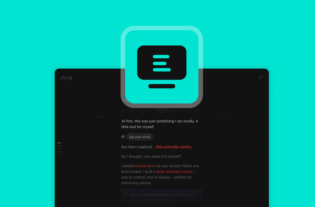 Markdown Teleprompter - Screenshot 3 showing product features and functionality