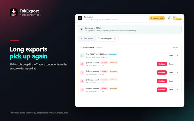 TokExport screenshot 1