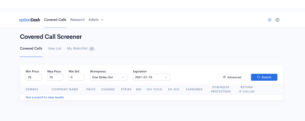 optionDash- Covered Call Option Screener gallery image