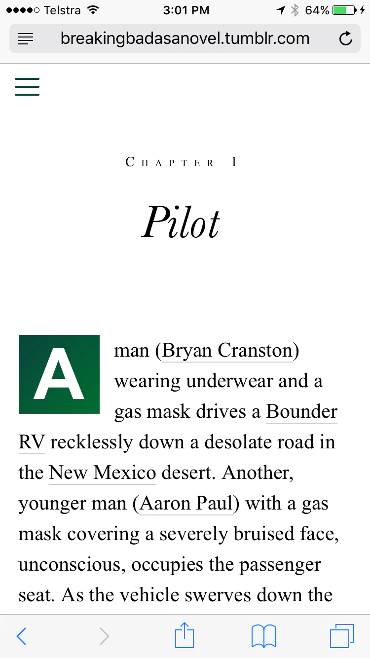 Breaking Bad as a Novel
