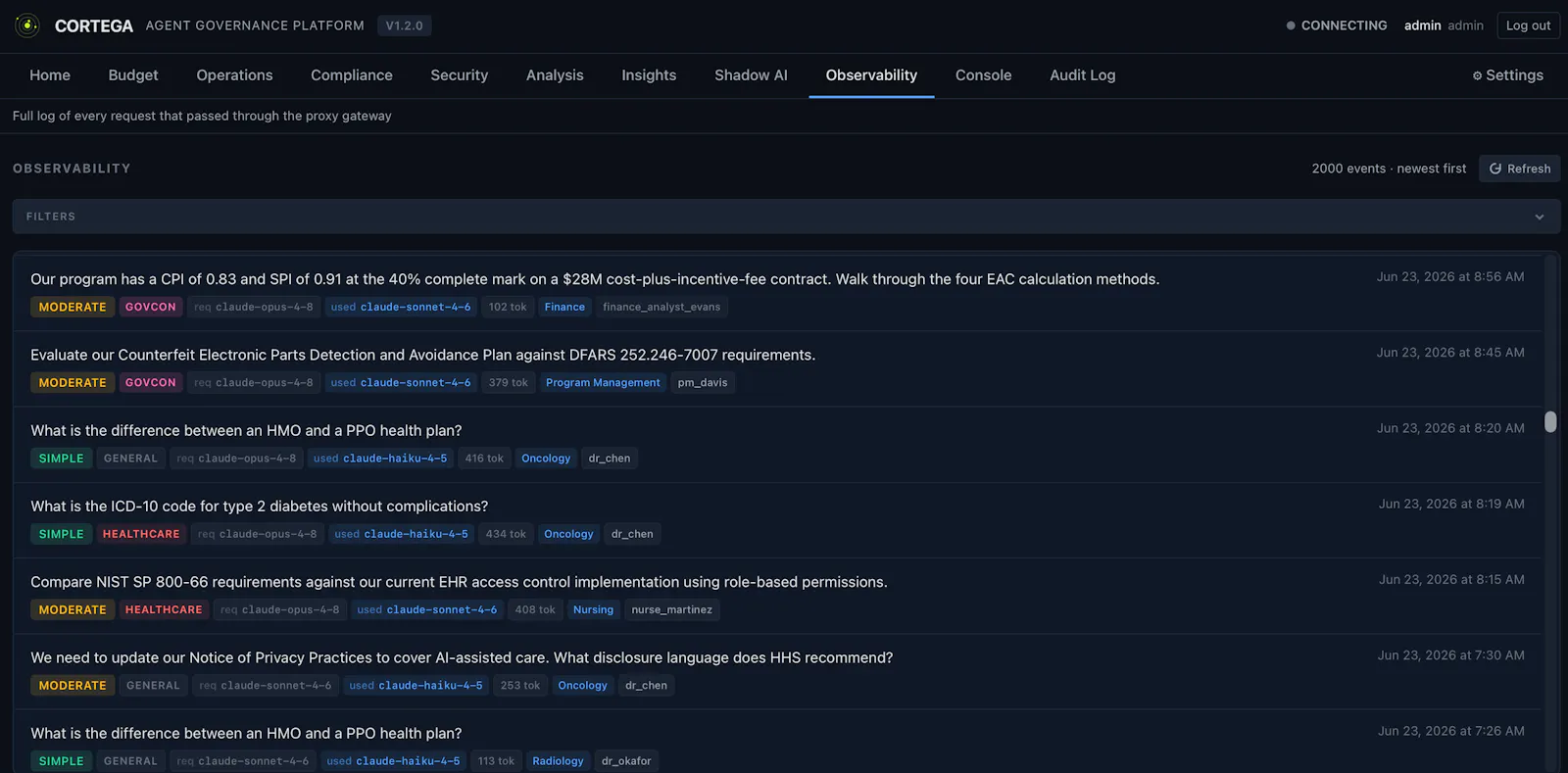 Cortega AI Governance Platform screenshot 1