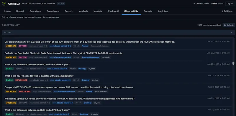 Cortega AI Governance Platform screenshot 1
