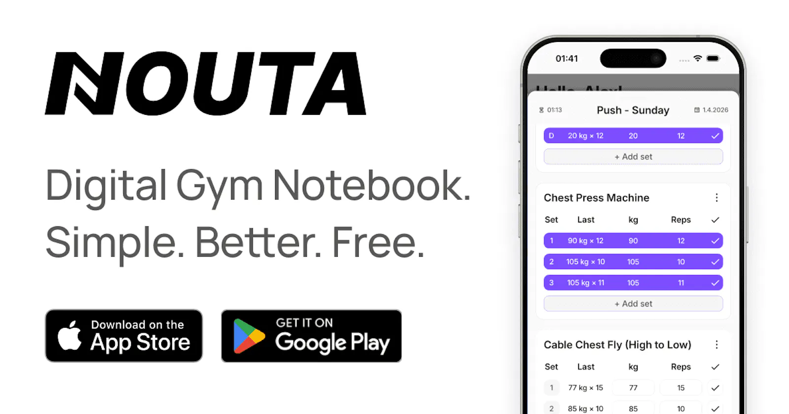 Nouta Gym Workout Tracker screenshot 1