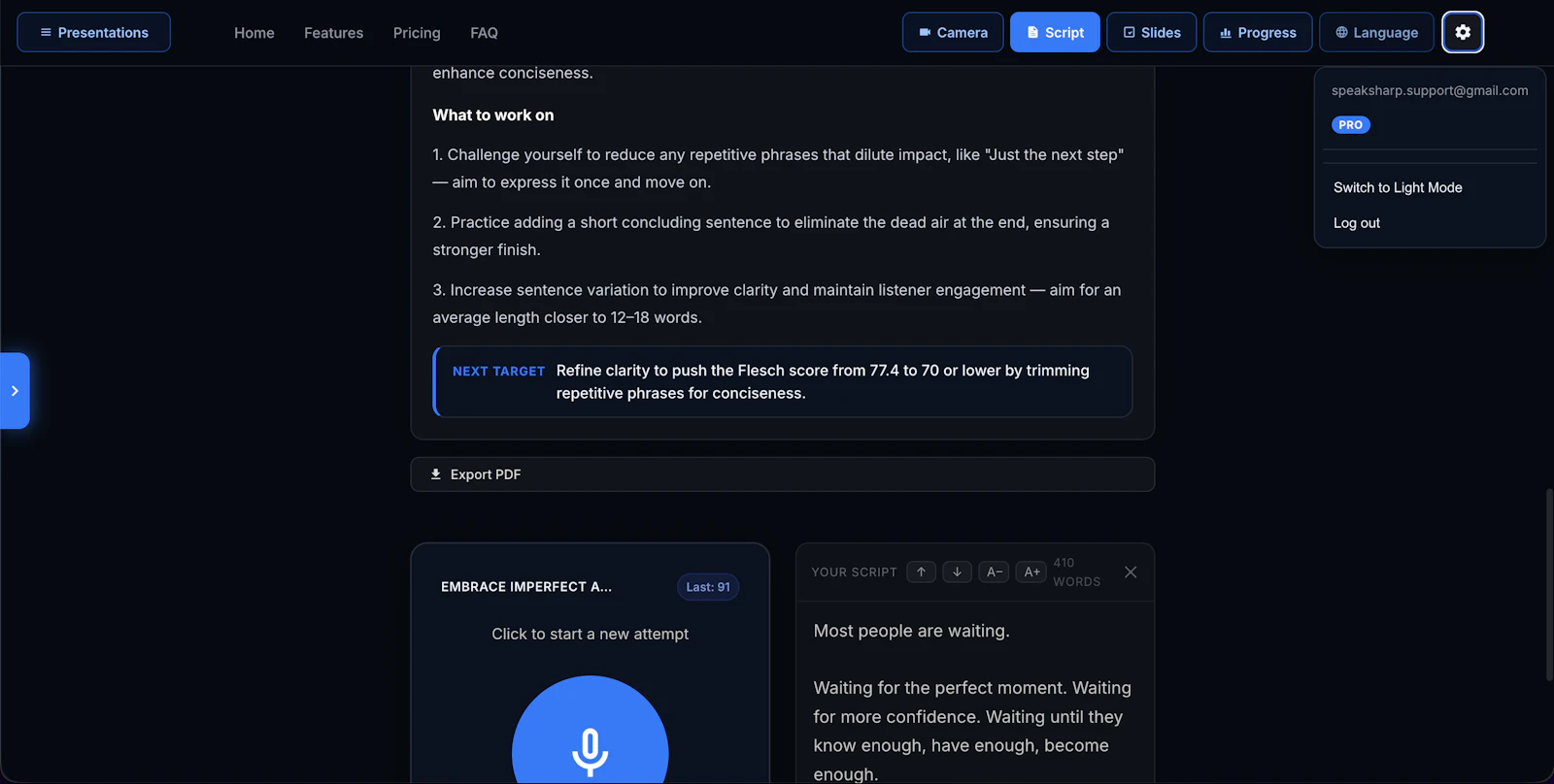SpeakSharp screenshot 1