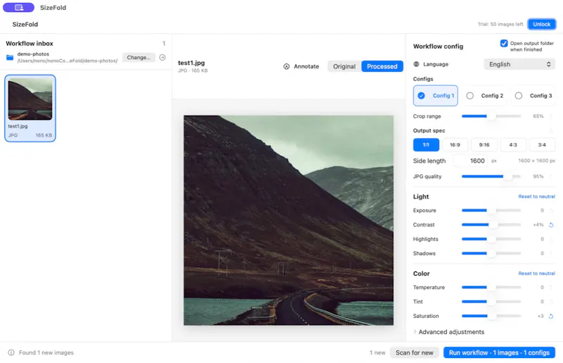 SizeFold screenshot 2