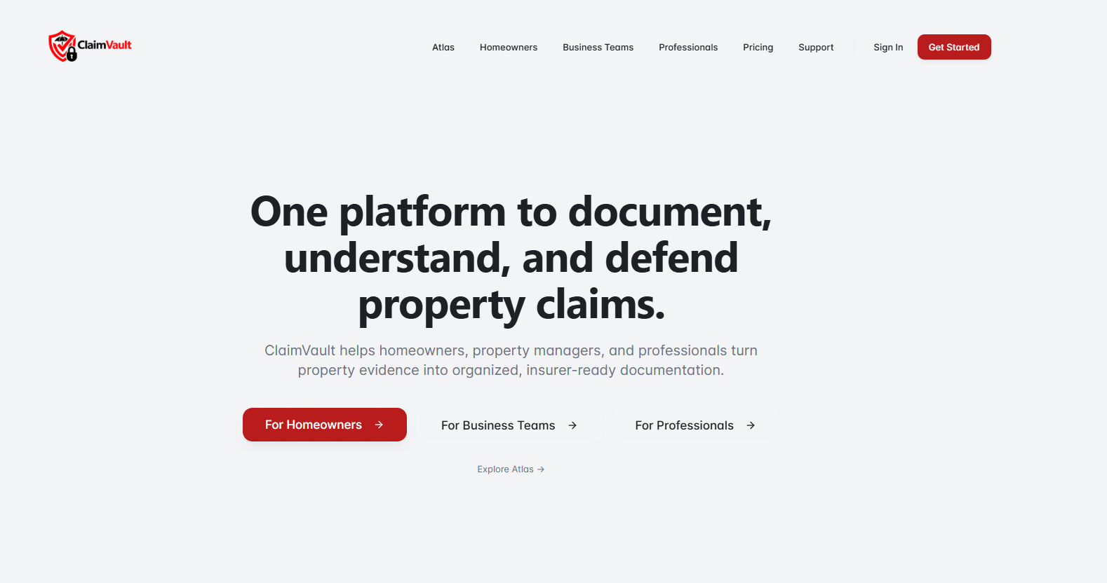 ClaimVault - Main product screenshot demonstrating key features and user interface