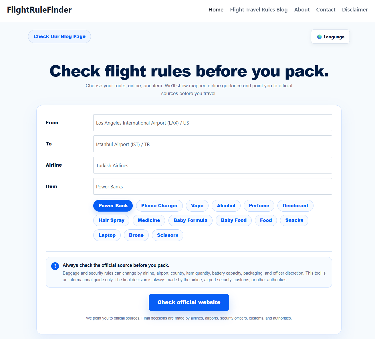 flightrulefinder.com gallery image