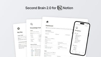 Second Brain 2.0 Notion template showcasing a seamlessly organized digital workspace for ideas, projects, goals, and knowledge management.