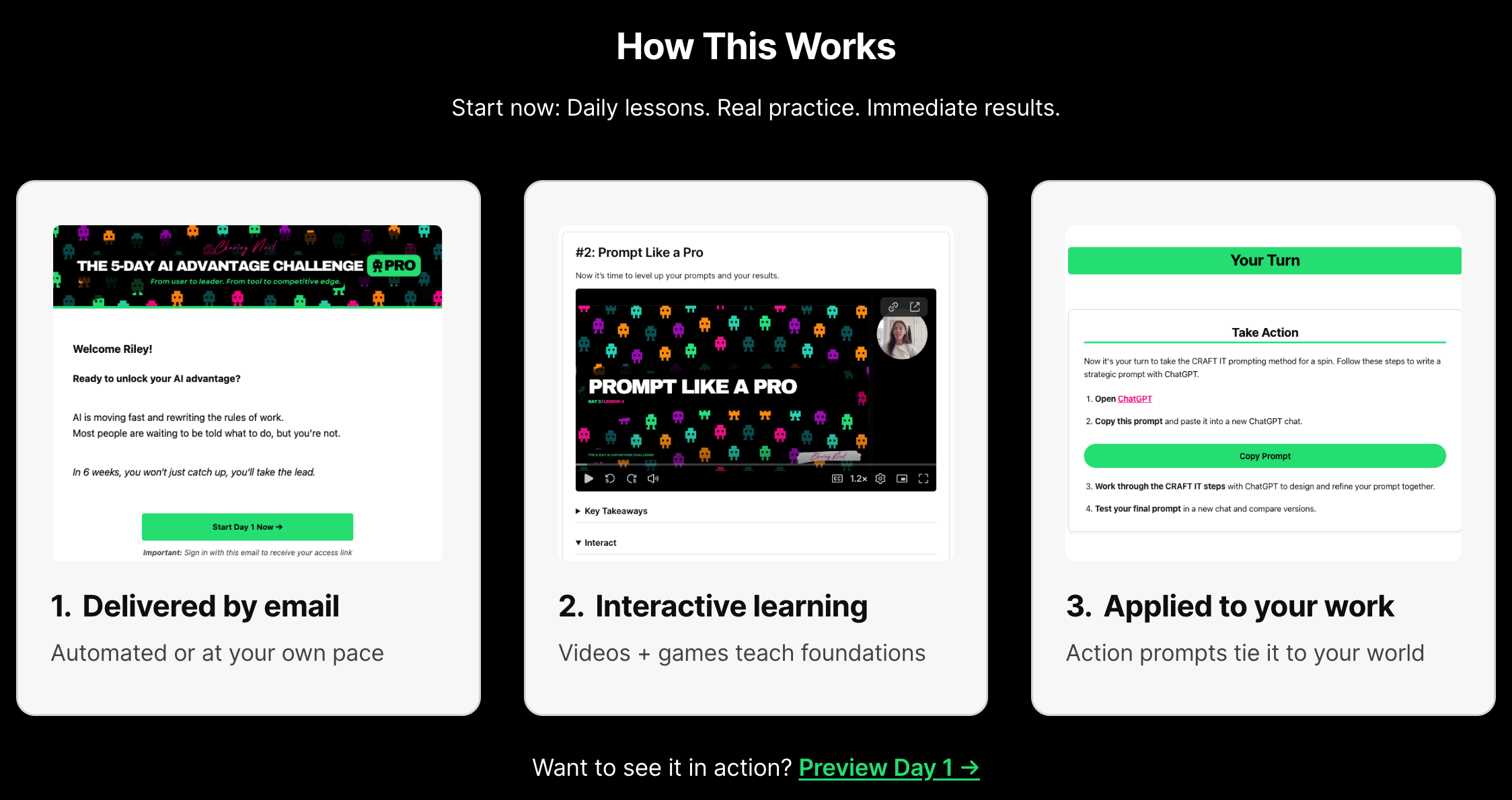 The 5-Day AI Advantage Challenge - Screenshot 2 showing product features and functionality